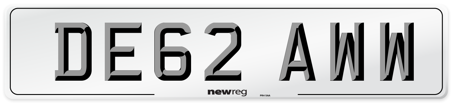 DE62 AWW Number Plate from New Reg